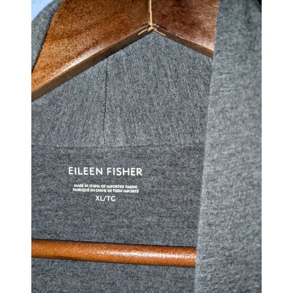 Eileen Fisher Womens Charcoal Gray Open Front Cardigan Pockets XL Relaxed Fit Li - Picture 3 of 11